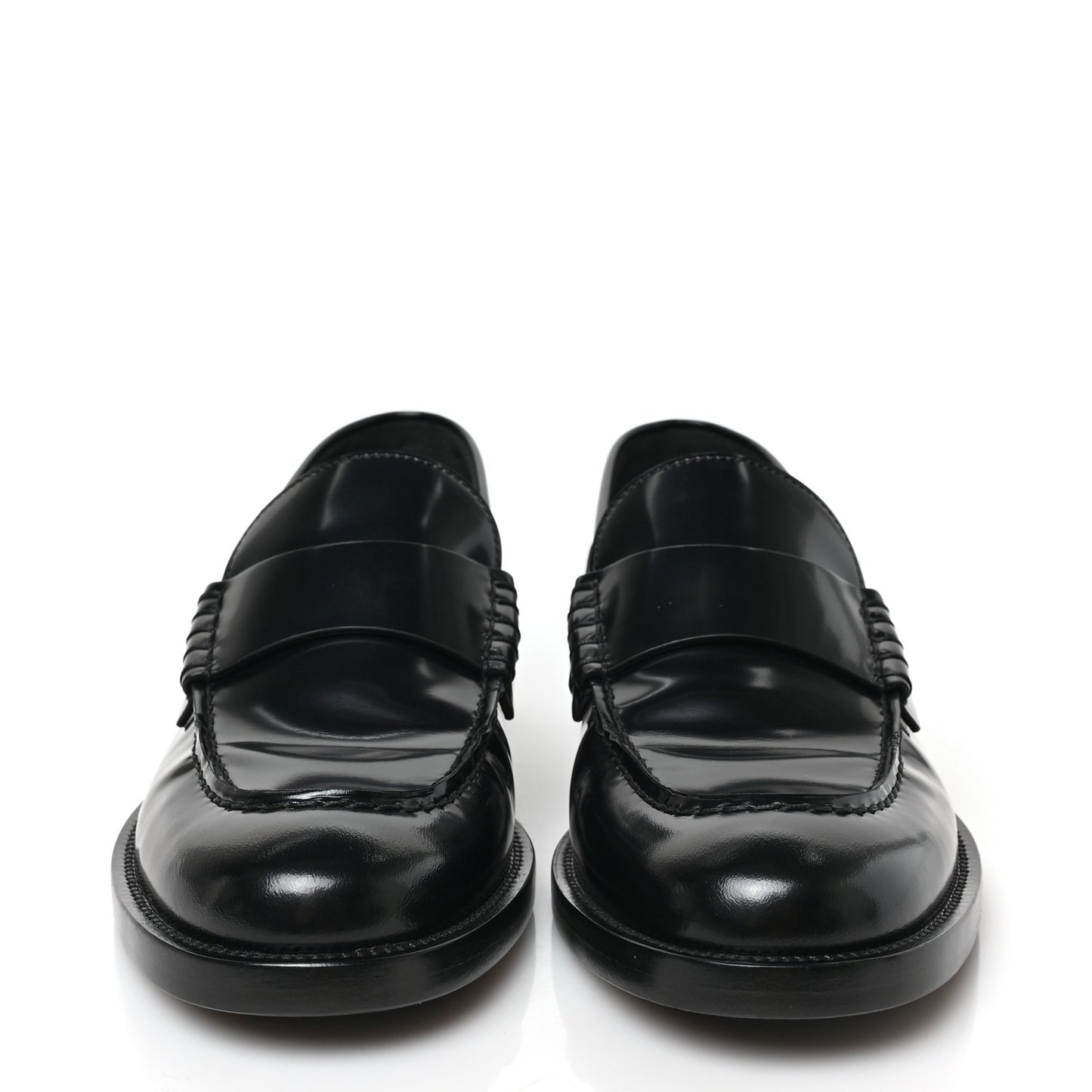 Shiny Calfskin Logo Loafers 38.5 Black