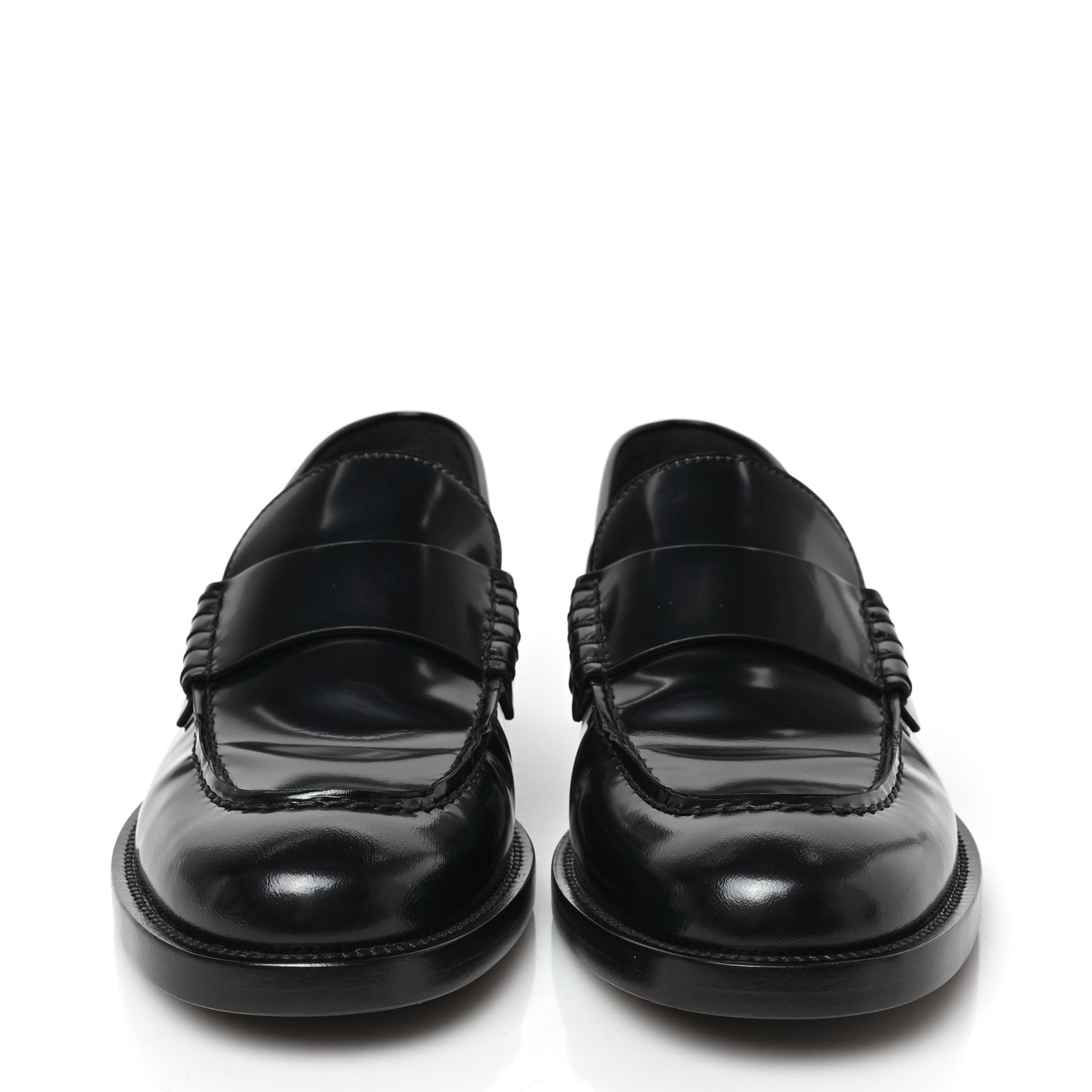 Chanel Shiny Calfskin Logo Loafers 38.5 Black 2 of 9