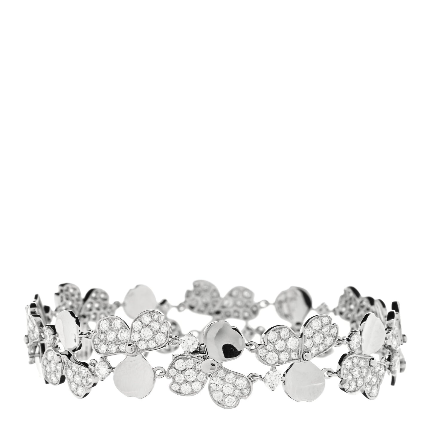Platinum Diamond Paper Flowers Cluster Bracelet
