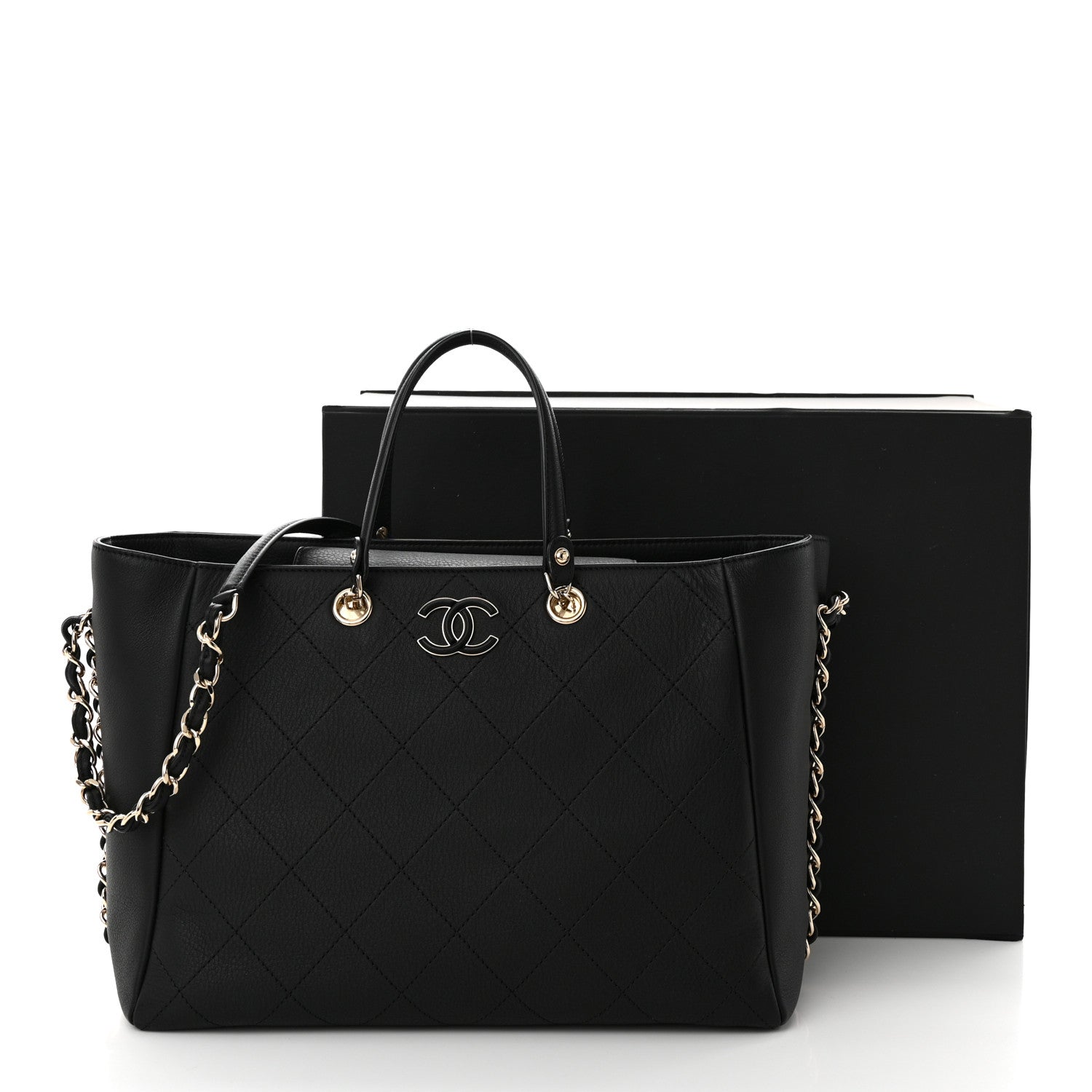 Chanel Bullskin Stitched Medium Shopping Bag Black 11 of 11