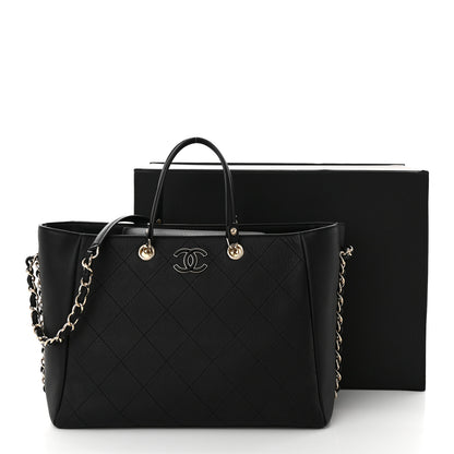 Chanel Bullskin Stitched Medium Shopping Bag Black 11 of 11