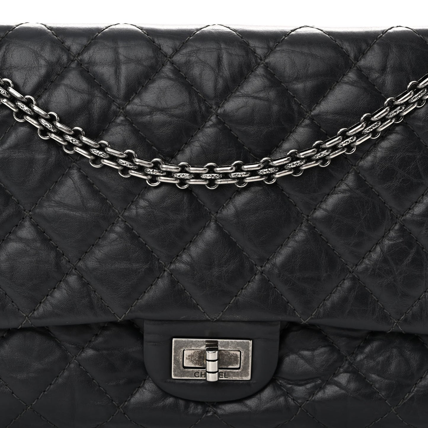 Aged Calfskin Quilted 2.55 Reissue 226 Flap Grey