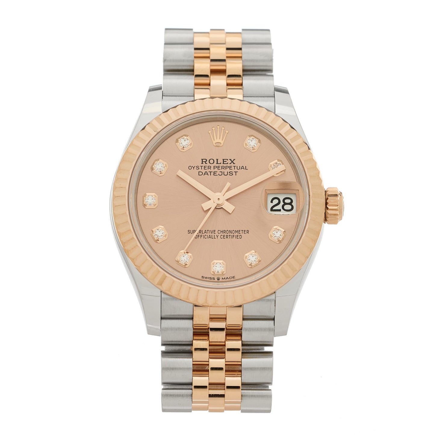 Stainless Steel 18K Everose Gold Diamond 31mm Oyster Perpetual Datejust Watch Sundust 278271