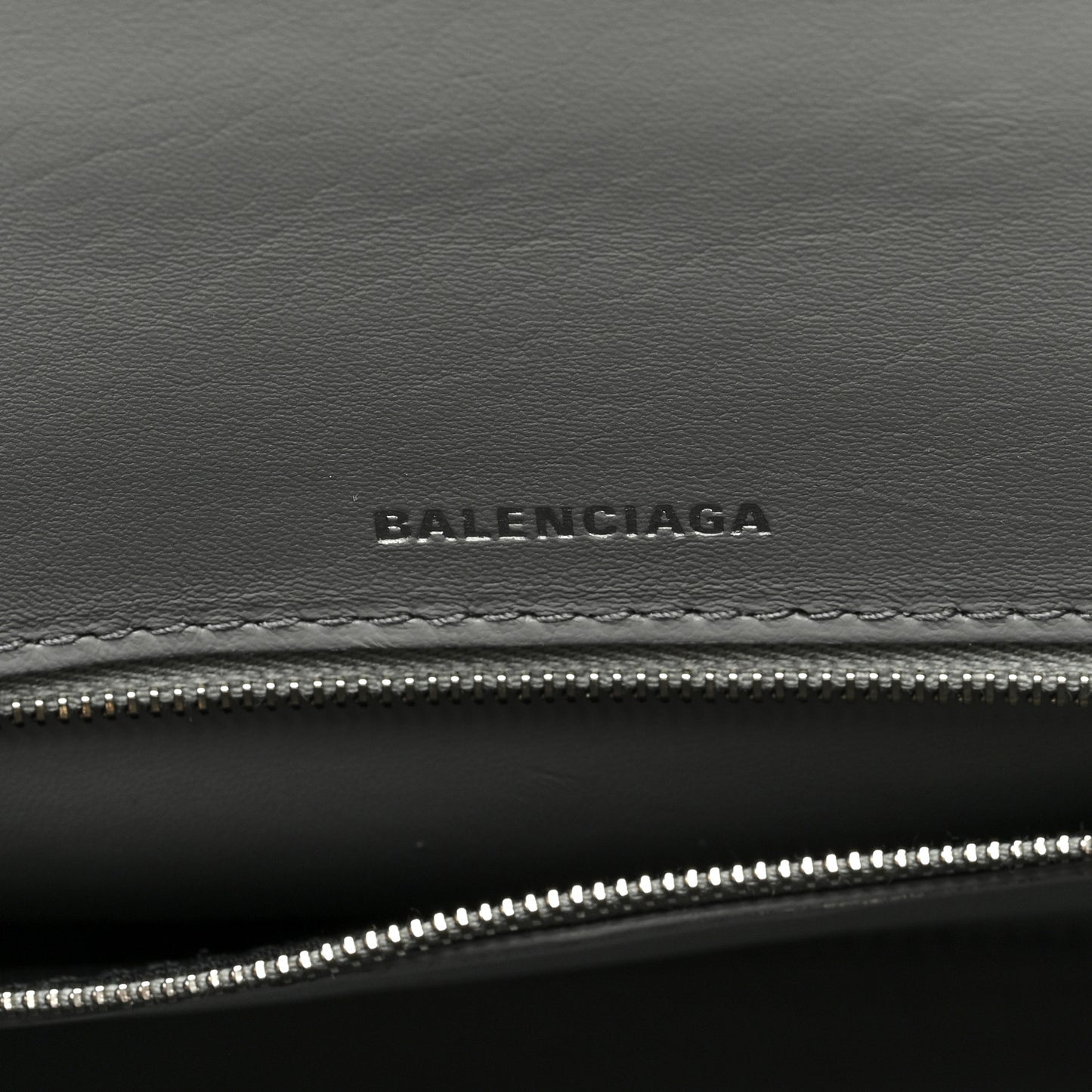 Shiny Calfskin Crocodile Embossed Medium Hourglass Top Handle Bag Balenciaga Grey