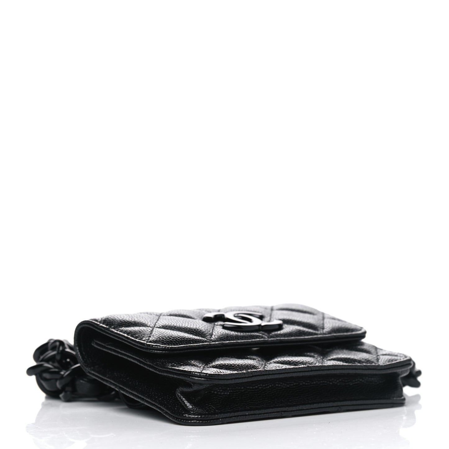 Caviar Quilted My Everything Belt Flap Card Holder Black