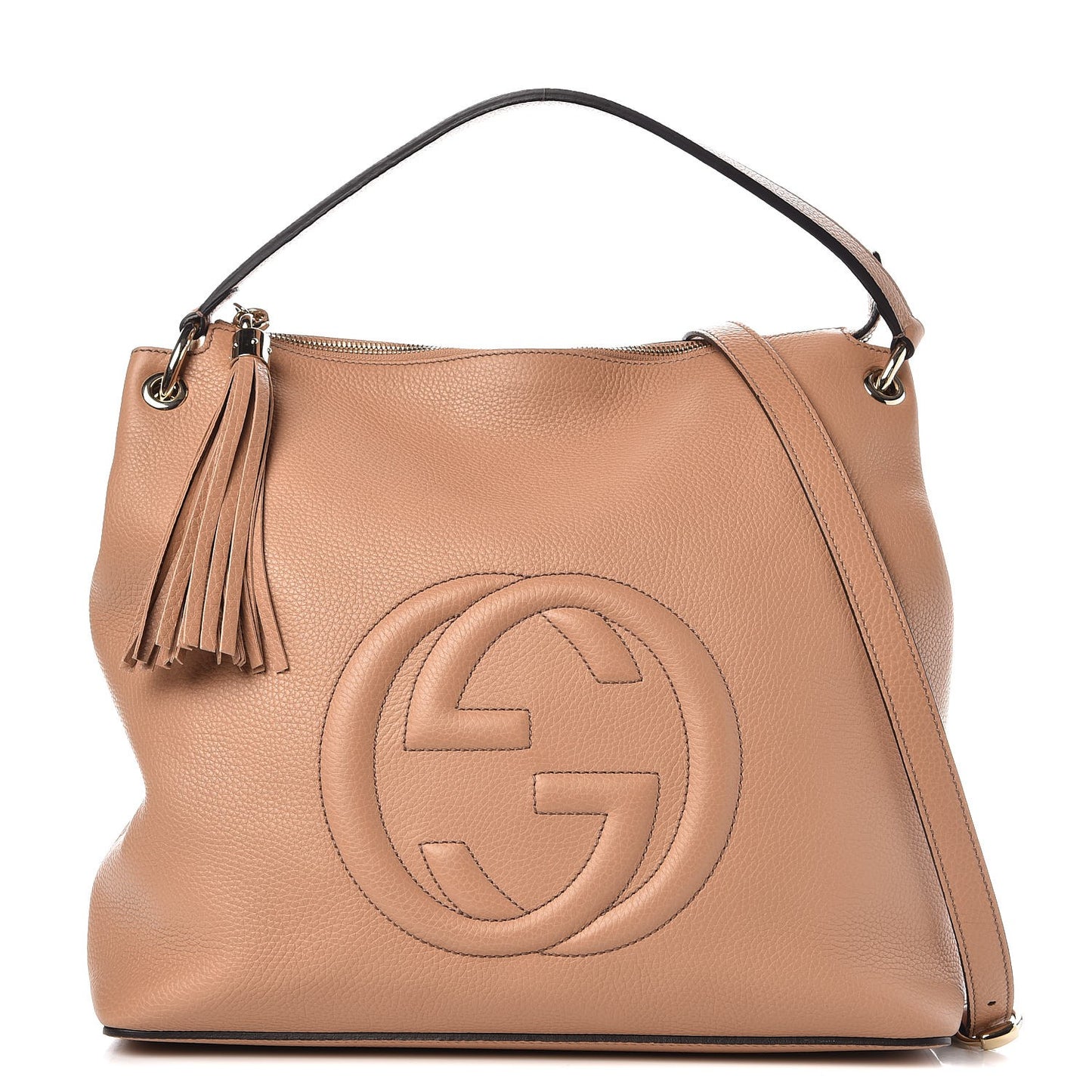 Pebbled Calfskin Large Soho Hobo Camelia