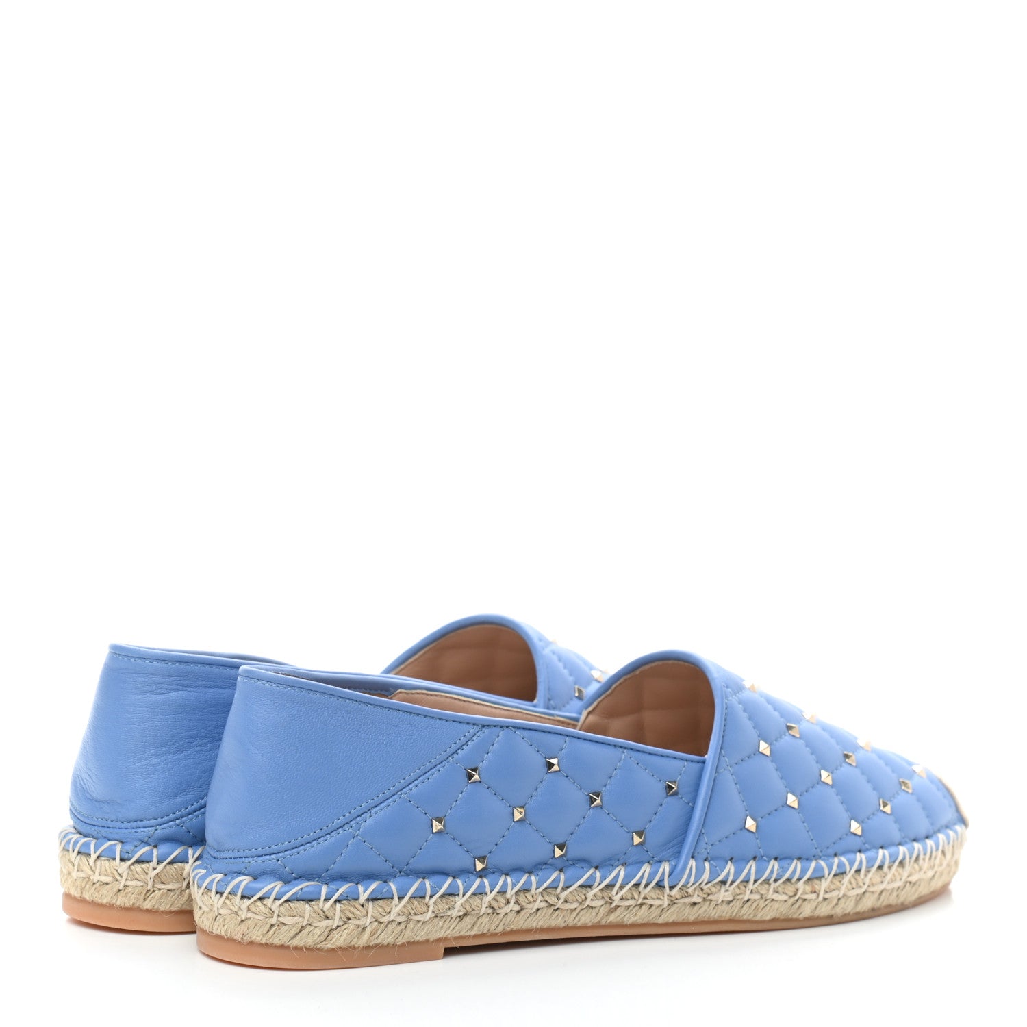 Valentino Garavani Nappa Rockstud Spike Espadrille Flats 40 Angel Natural 4 of 9