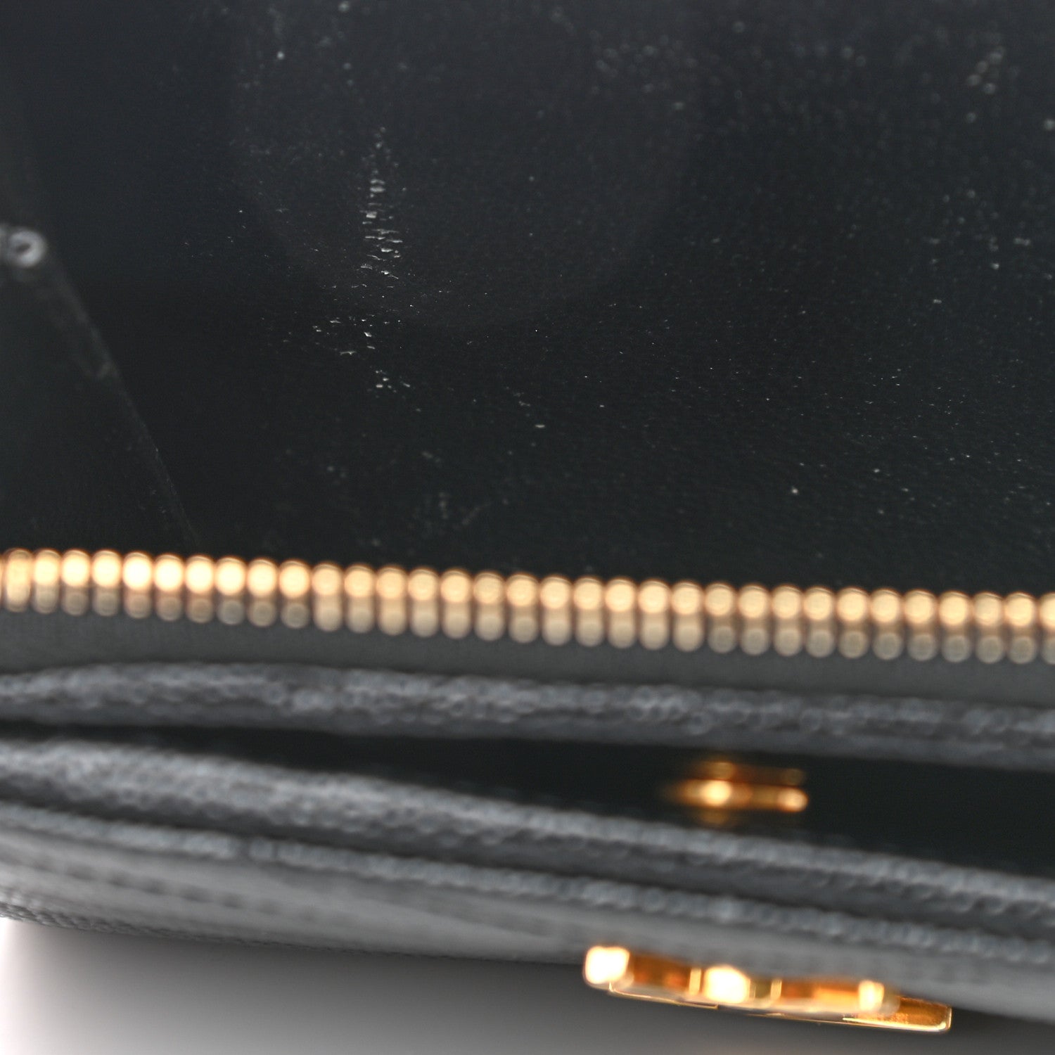 Saint Laurent Grain De Poudre Matelasse Chevron Monogram Compact Zip Around Wallet Black 6 of 11