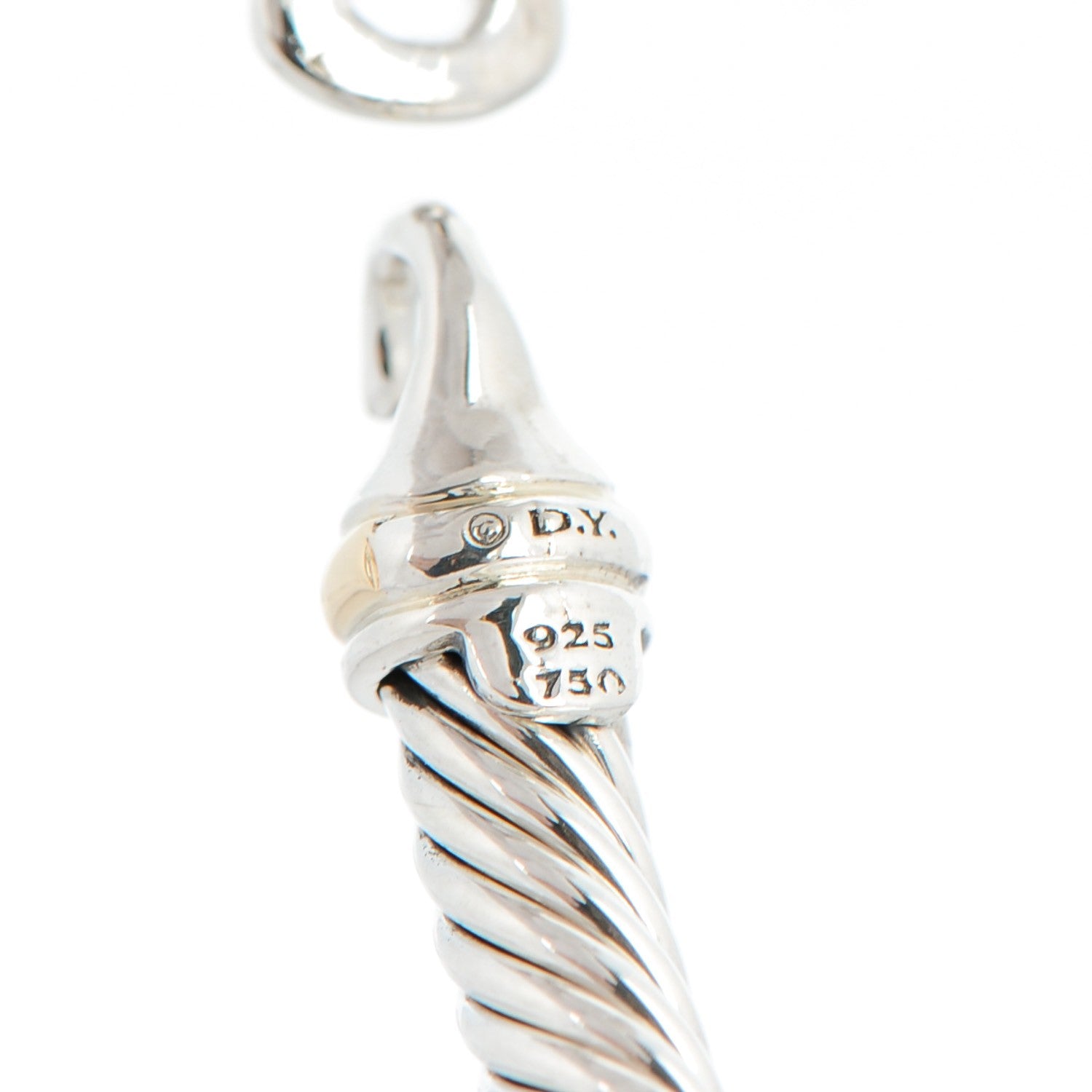 David Yurman Sterling Silver 18K Yellow Gold 5mm Cable Classic Buckle Bracelet 5 of 6