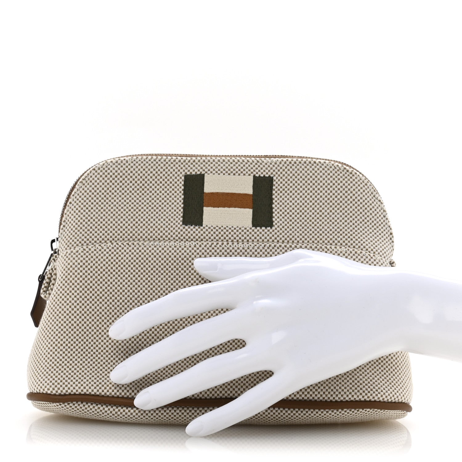 Hermes Cotton Canvas Mini Bolide Casaque Travel Cosmetic Pouch Grege 2 of 7