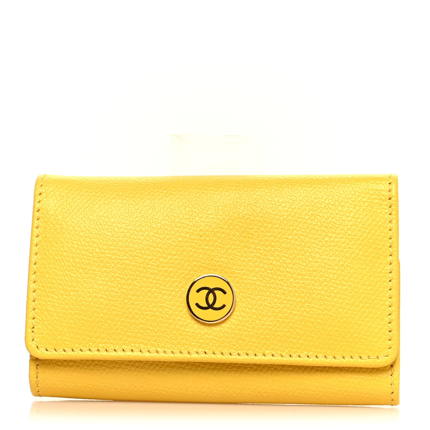 Chanel Grained Calfskin CC Button 6 Key Holder Yellow 1 of 8