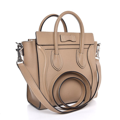 Celine Drummed Calfskin Nano Luggage Dune 4 of 8