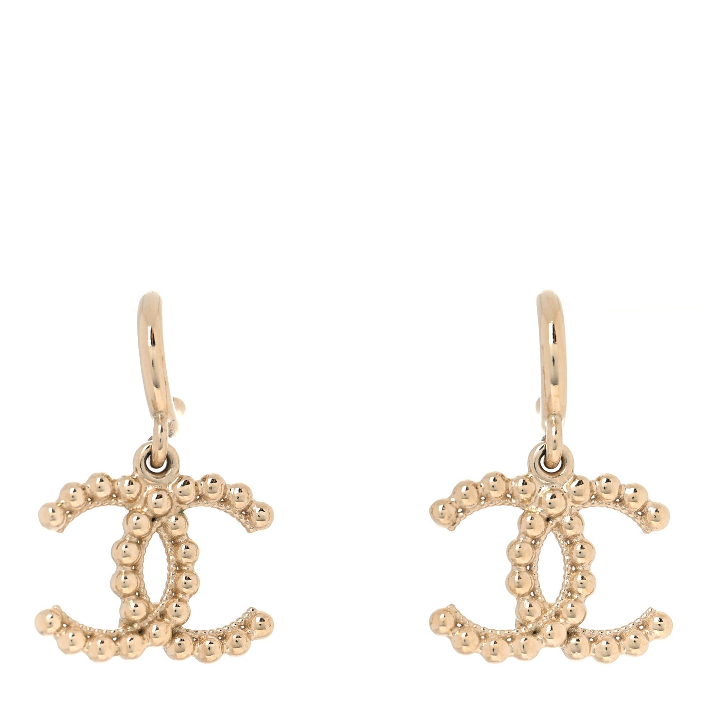Metal Bead CC Drop Earrings Gold