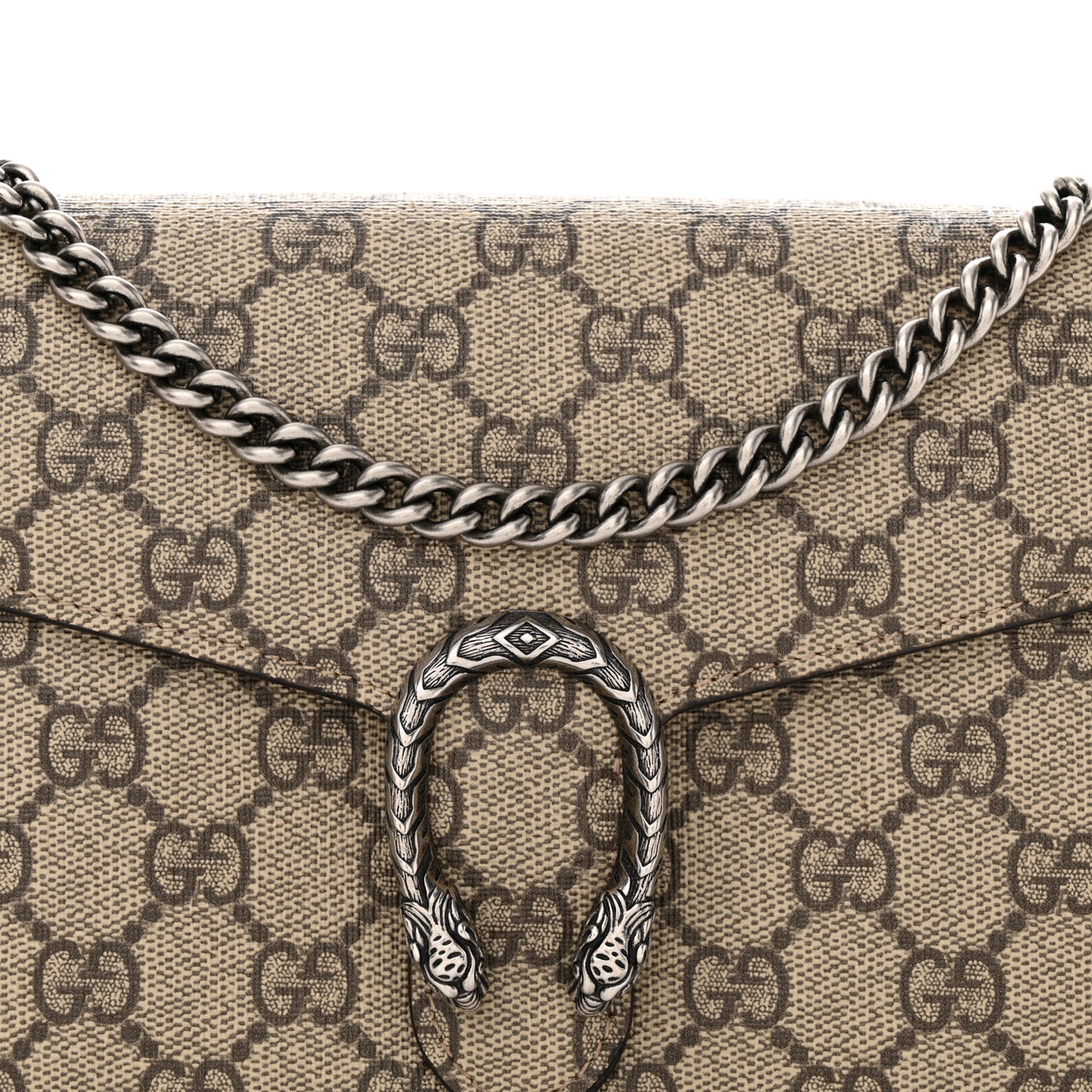 GG Supreme Monogram Mini Dionysus Chain Wallet Beige Taupe