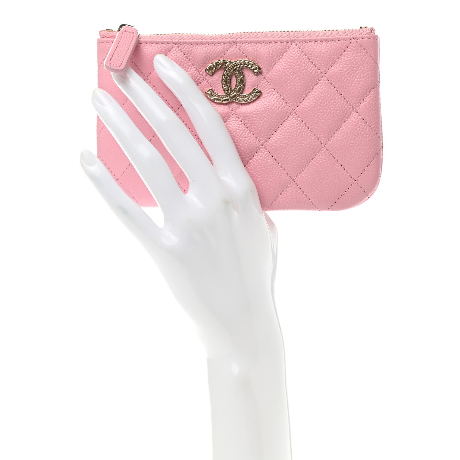 Chanel Caviar Quilted Small Multi Chain Cosmetic Case Light Pink 2 of 9
