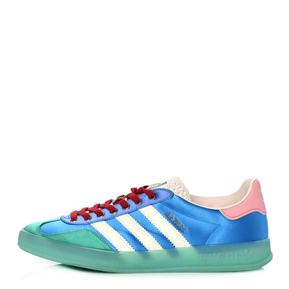 Gucci X ADIDAS Silk Duchesse Demetra Rubber Womens Gazelle Sneakers 10 Jade Capri Avio Off White 1 of 9