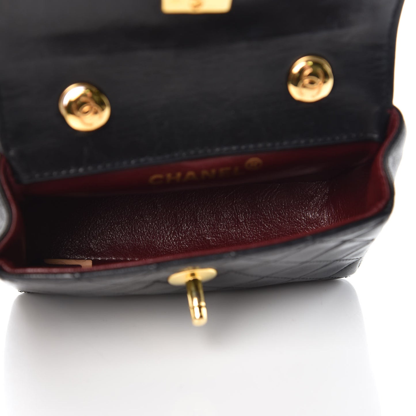 Lambskin Quilted Extra Mini Flap Black