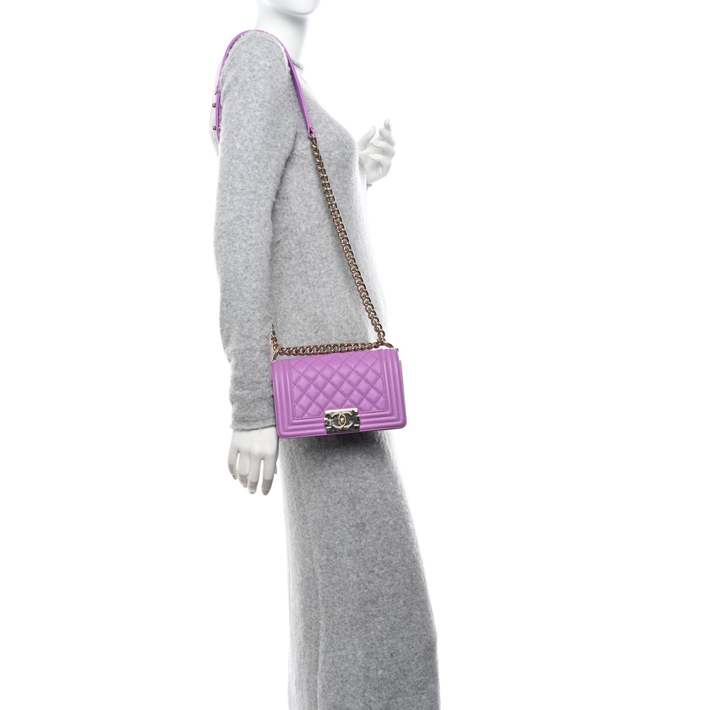 Caviar Quilted Small Boy Flap Purple