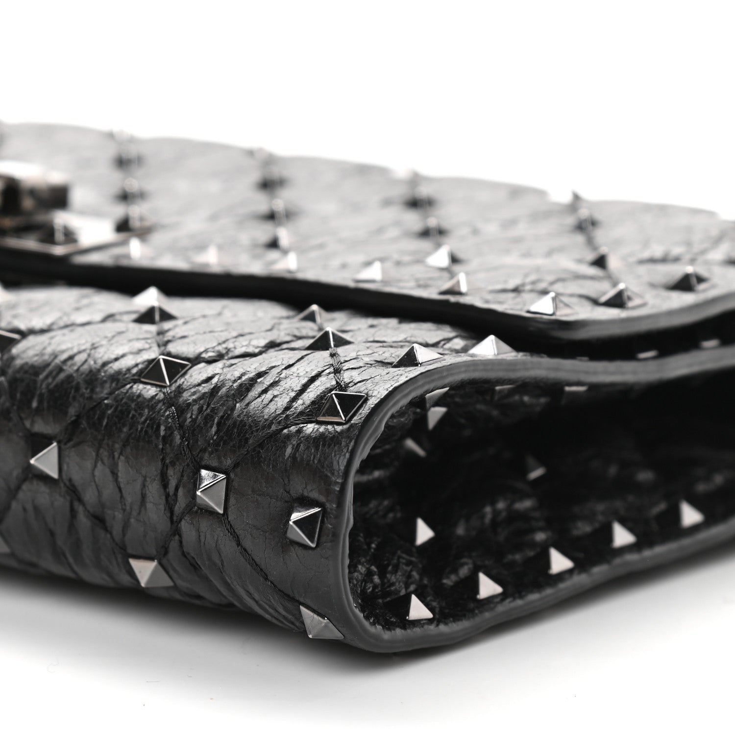 Valentino Garavani Craquele Nappa Rockstud Spike Wallet on Chain Black 8 of 8