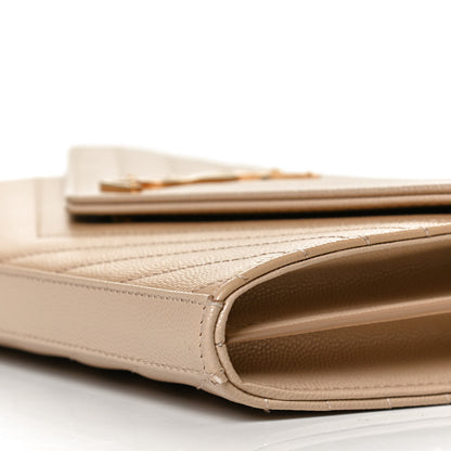 Saint Laurent Grain De Poudre Matelasse Chevron Monogram Chain Wallet Nude Powder 9 of 12