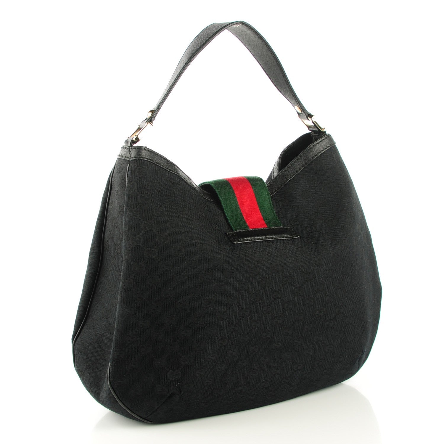 Gucci Monogram Large New Ladies Web Hobo Black 3 of 7