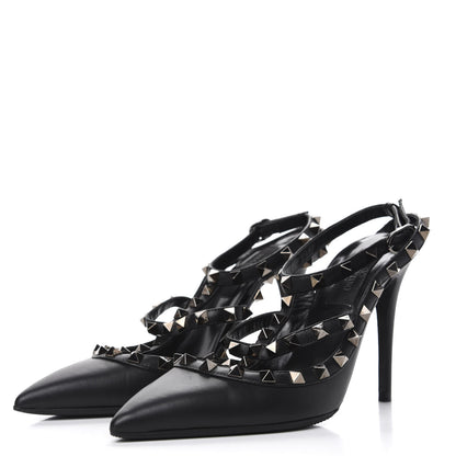 Valentino Garavani Nappa Rockstud Ankle Strap Pumps 36.5 Black 3 of 9