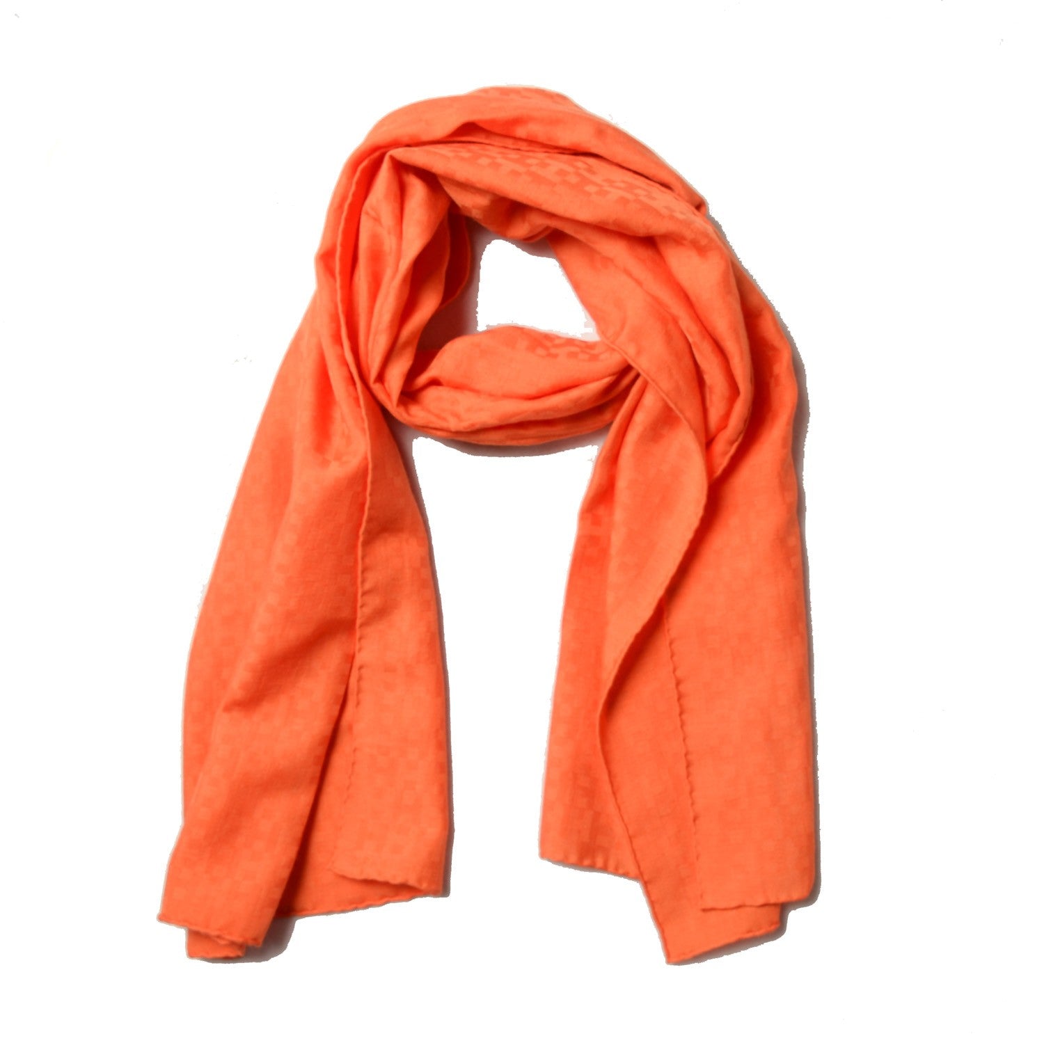 Hermes Cashmere Silk Faconnee Petit H Muffler Scarf Orange 1 of 3