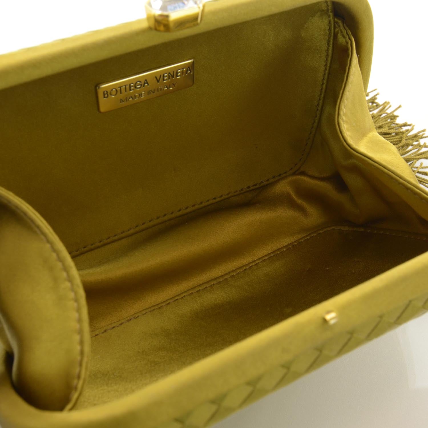 Bottega Veneta Silk Woven Intrecciato Tassel Clutch Green 6 of 6