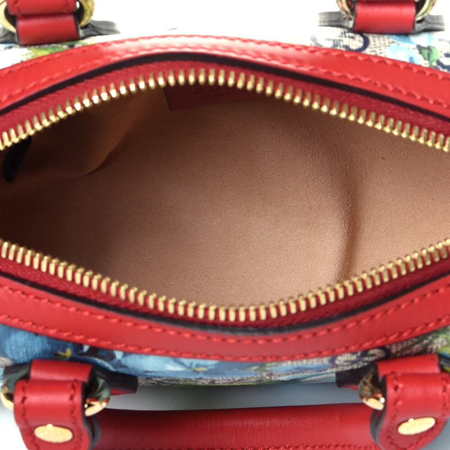 GG Supreme Monogram Blooms Mini Boston Navy Blue Hibiscus