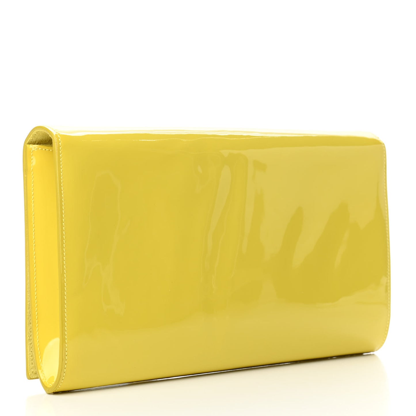 Patent Calfskin Monogram Large Belle De Jour Clutch Yellow