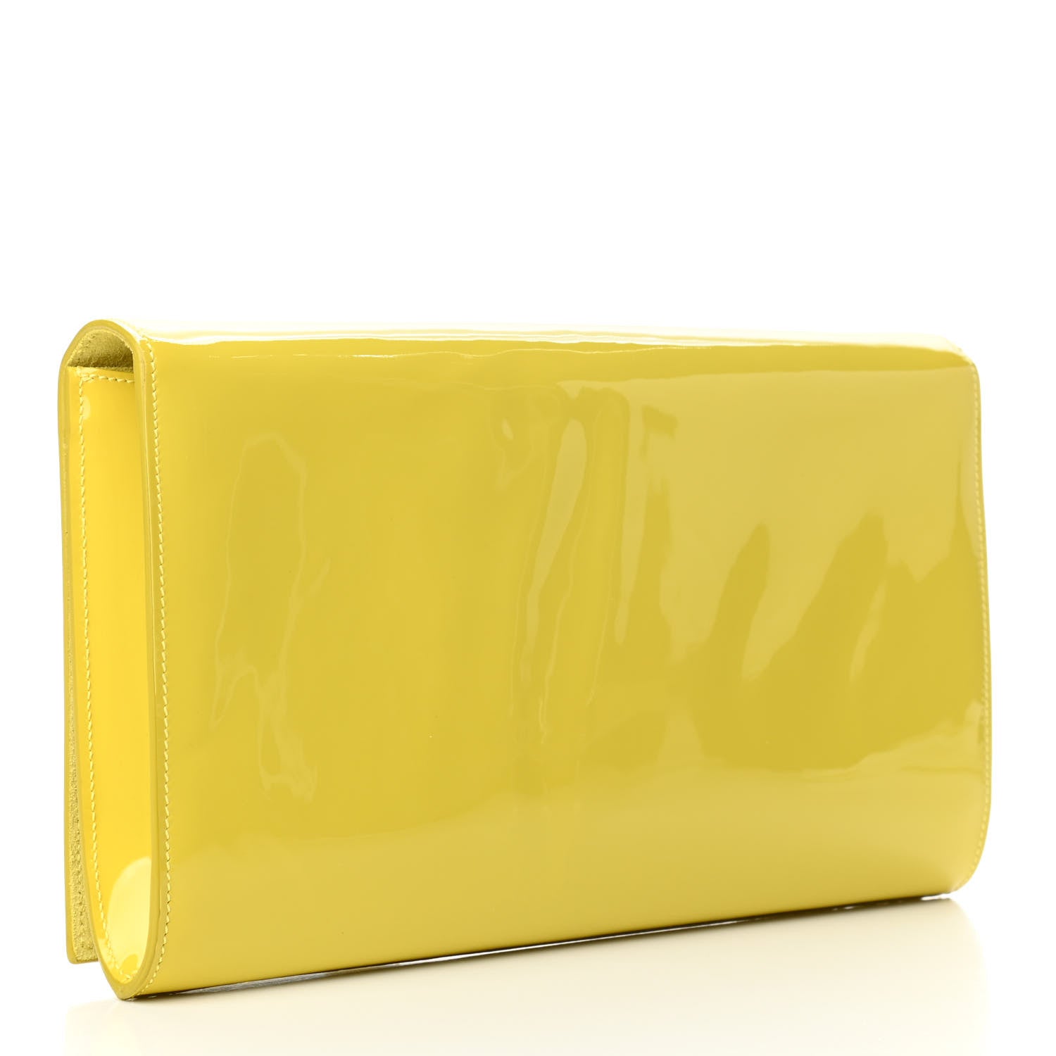 Saint Laurent Patent Calfskin Monogram Large Belle De Jour Clutch Yellow 2 of 4