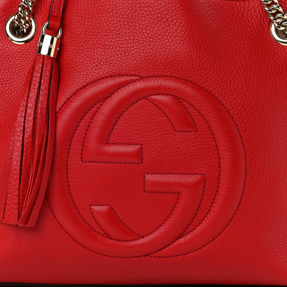 Gucci Pebbled Calfskin Medium Soho Chain Shoulder Bag Red 7 of 12