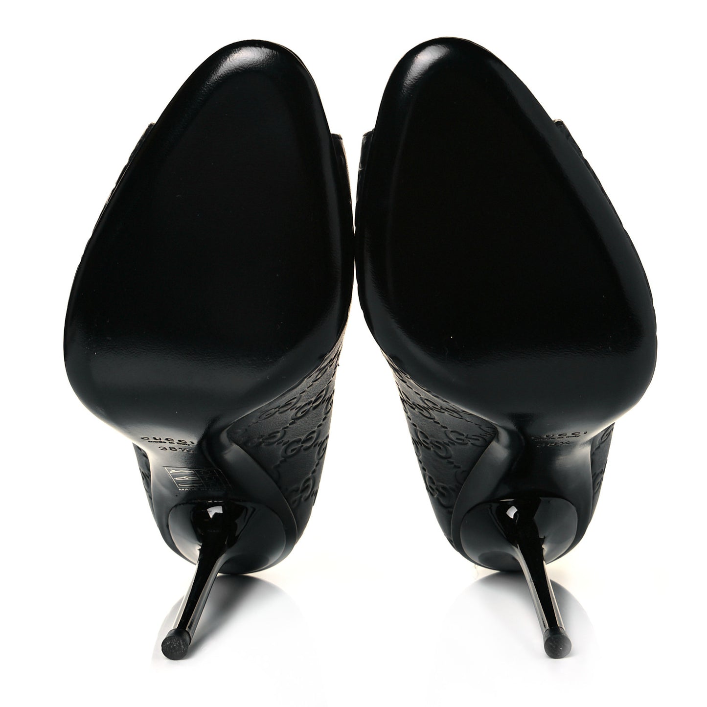 Guccissima GG Peep Toe Heels 38.5 Black