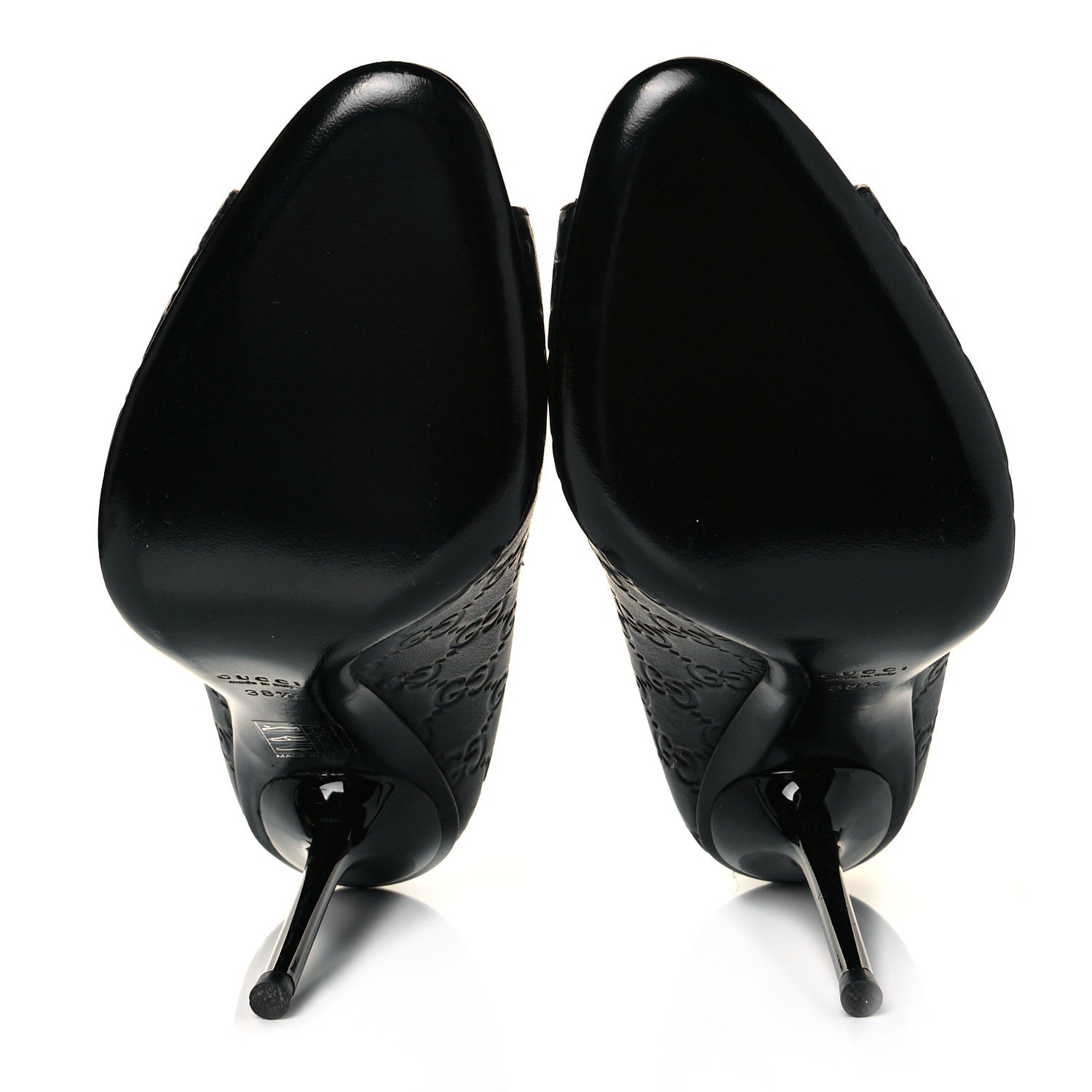 Gucci Guccissima GG Peep Toe Heels 38.5 Black 5 of 8