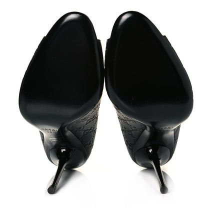 Gucci Guccissima GG Peep Toe Heels 38.5 Black 5 of 8