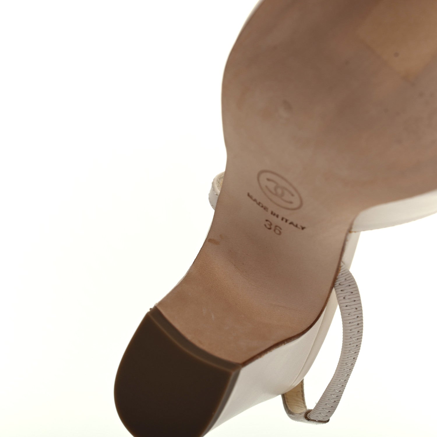 Chanel Glazed Calfskin Cap Toe CC Slingback Pumps 36 White Pink 10 of 11