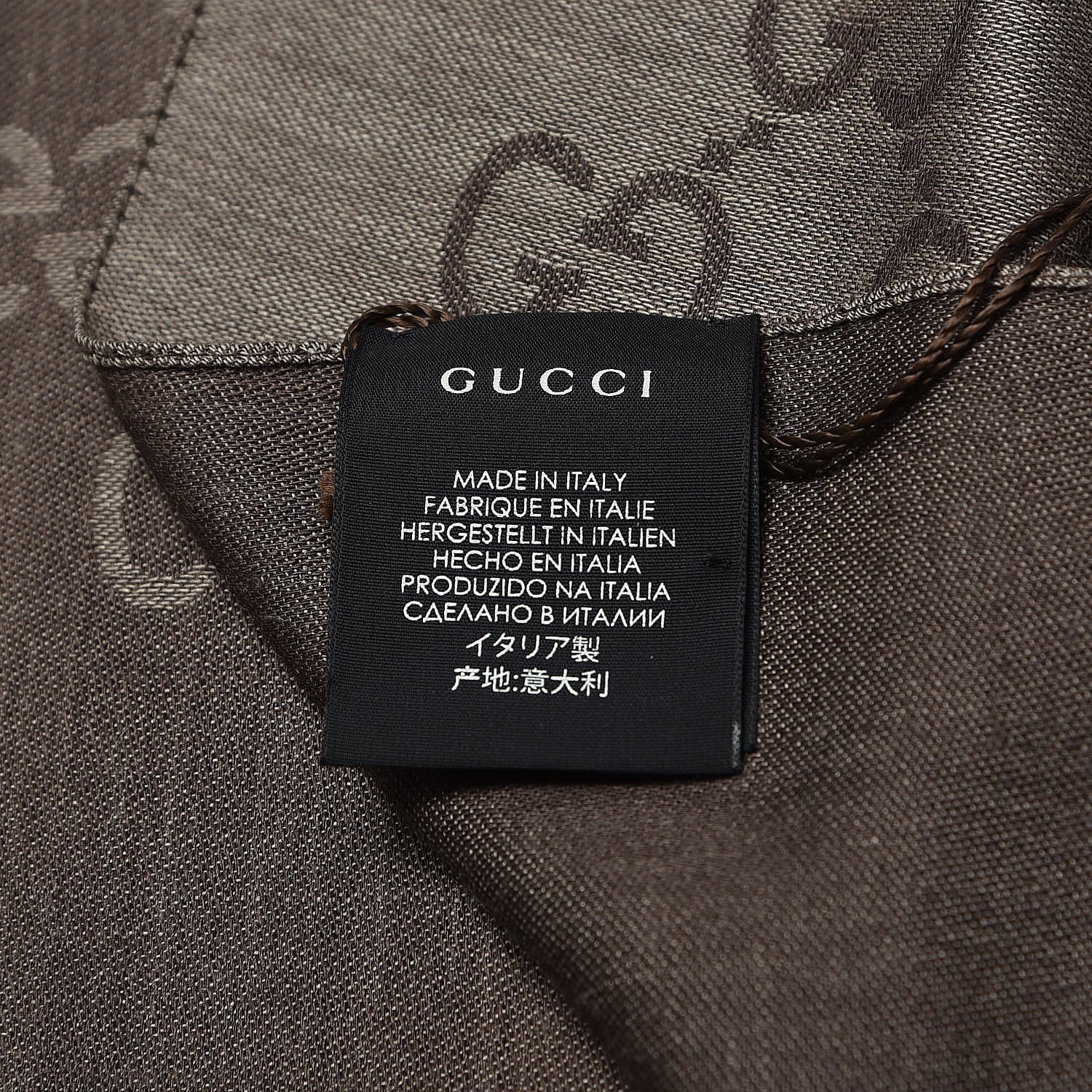 Gucci Wool Silk GG Monogram GGNat Scarf Rope Dark Brown 4 of 5