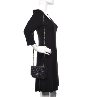 Chanel Lambskin Quilted Trendy CC Wallet On Chain WOC Navy 1 of 12