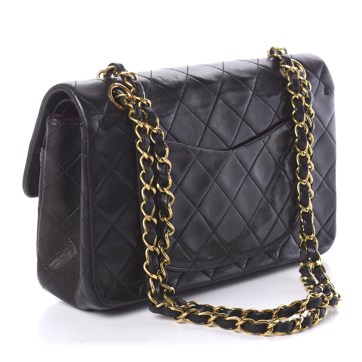 Lambskin Quilted Small Double Flap Black