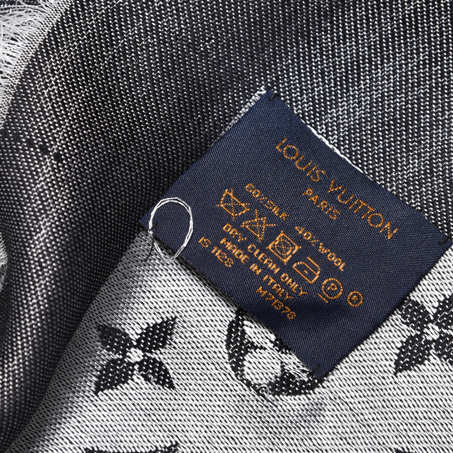 Louis Vuitton Wool Silk Monogram Denim Shawl Black 4 of 5