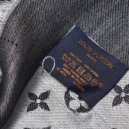 Louis Vuitton Wool Silk Monogram Denim Shawl Black 4 of 5