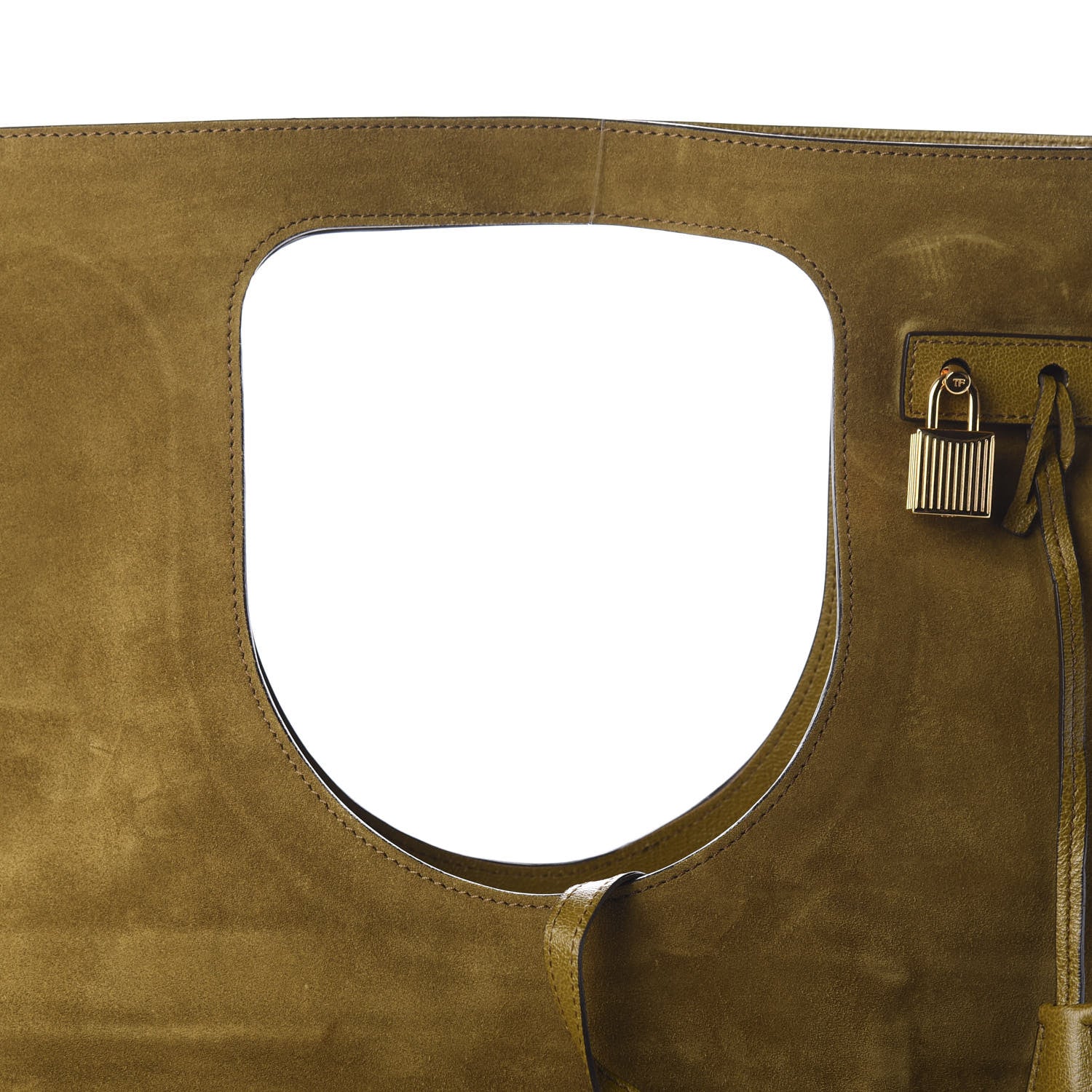 Tom Ford Suede Large Alix Padlock Zip Shoulder Bag Olive 10 of 10