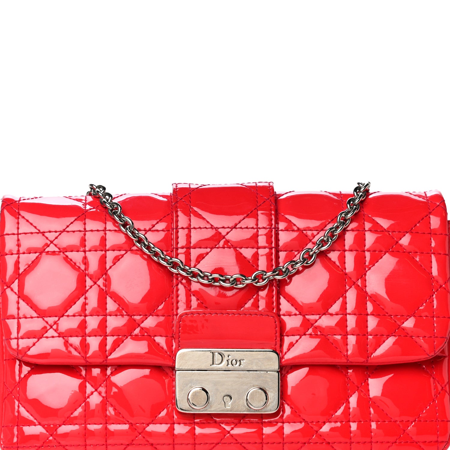 Christian Dior Patent Cannage New Lock Pouch Red 7 of 12