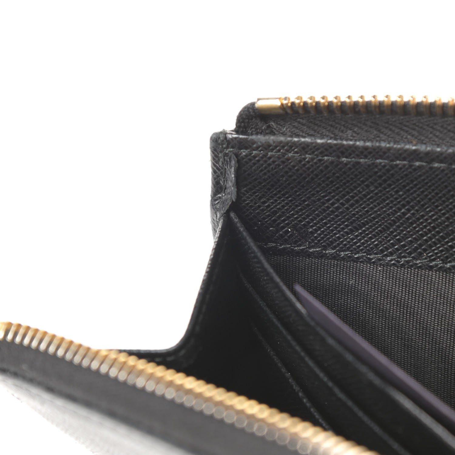 Prada Saffiano Metal Zip Around Wallet Black 7 of 11