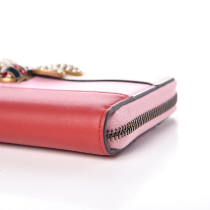 Gucci Calfskin Queen Margaret Zip Around Wallet Sugar Pink Hibiscus Red Mystic White 9 of 9