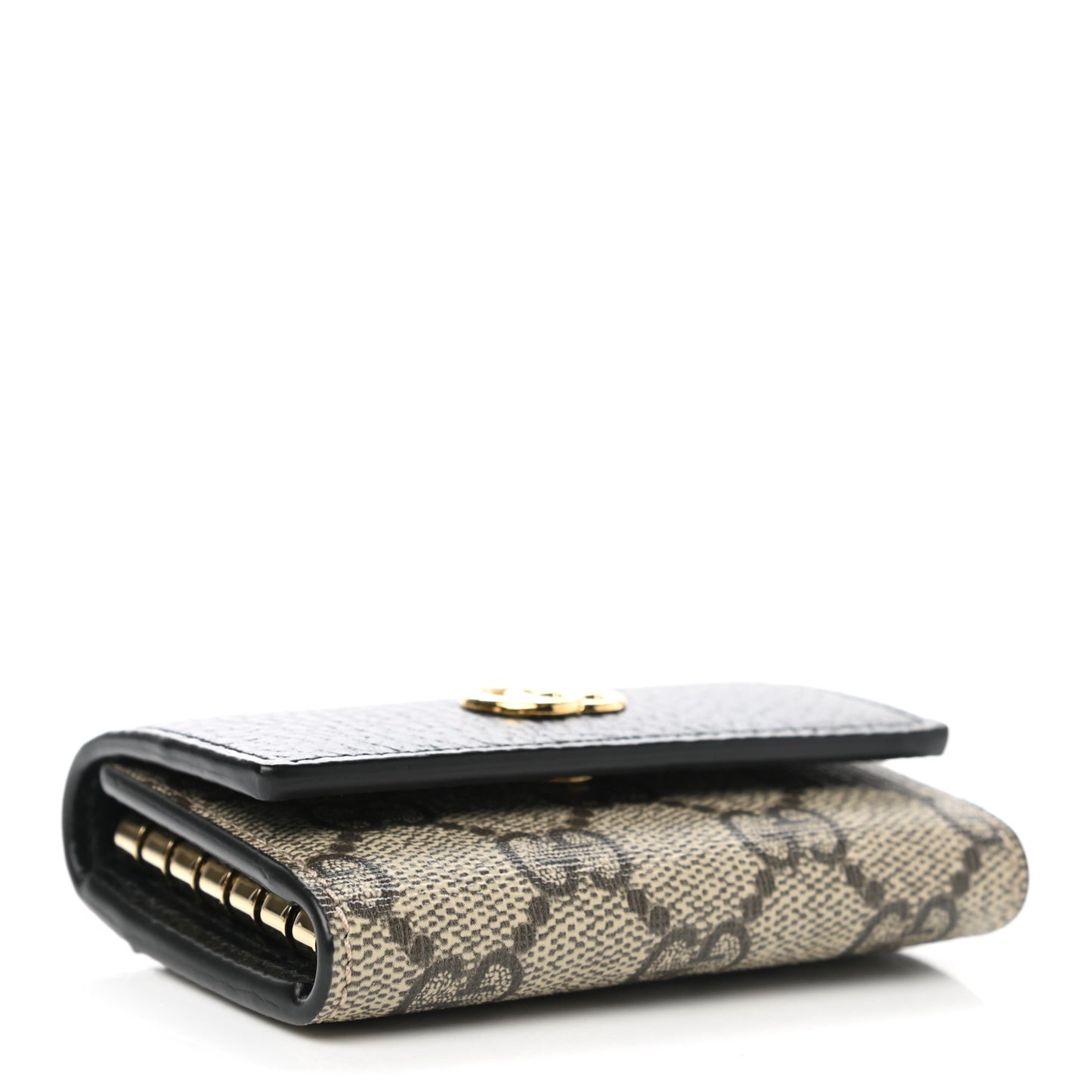 Dollar Calfskin GG Supreme Monogram GG Marmont 6 Key Holder Case Black Beige Ebony
