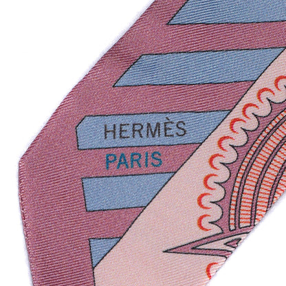 Hermes Silk Geometrie Cretoise Silk Twilly Vieux Rose Framboise Bleu 3 of 5