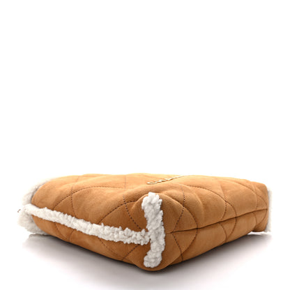 Chanel Suede Shearling Quilted Small Chanel 22 Brown White 3 of 14