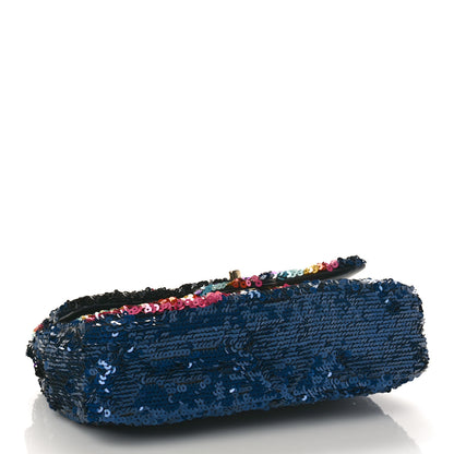 Chanel Sequin Medium Single Flap Blue Black Multicolor 4 of 9