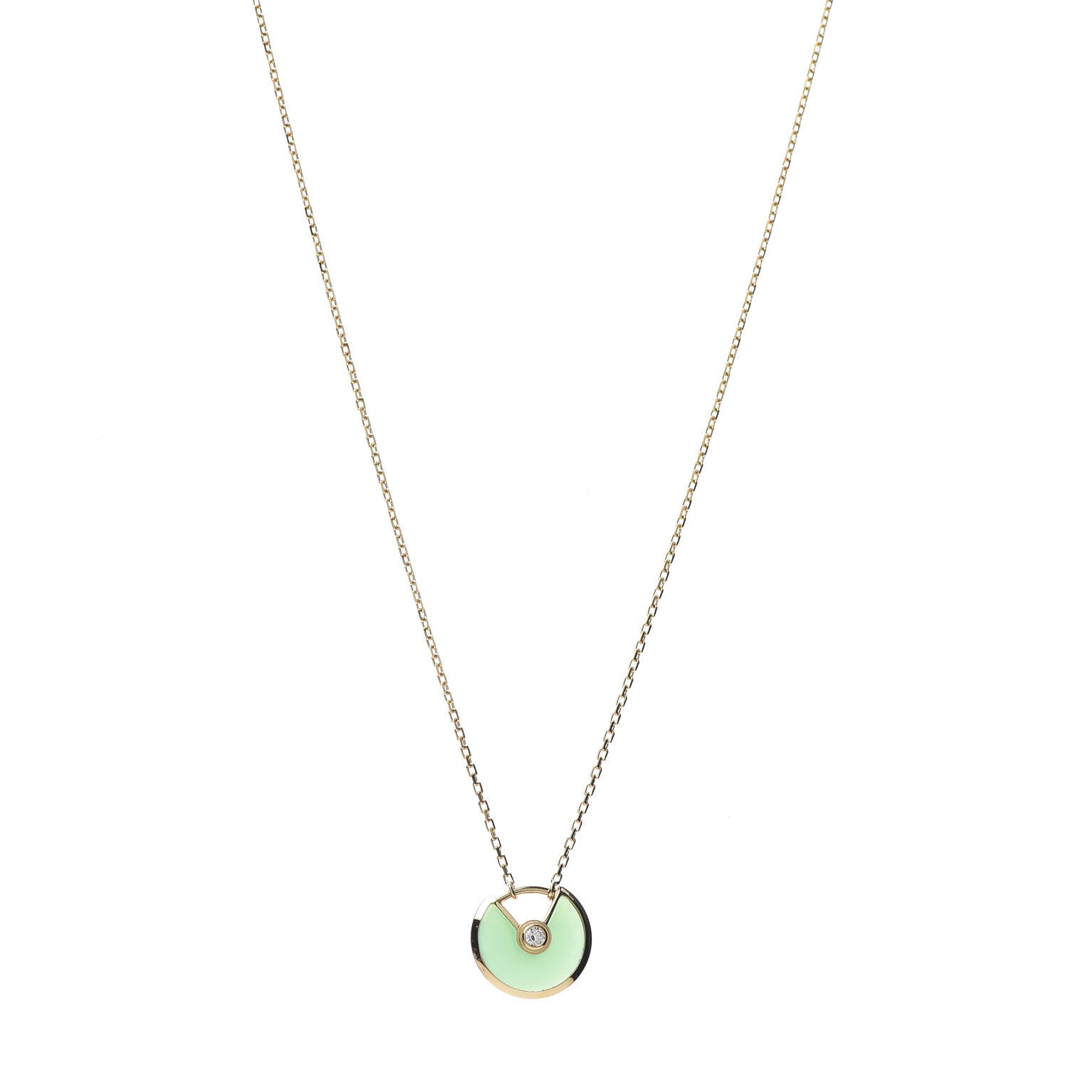 Cartier 18K Yellow Gold Diamond Chrysoprase XS Amulette de Cartier Pendant Necklace 1 of 6